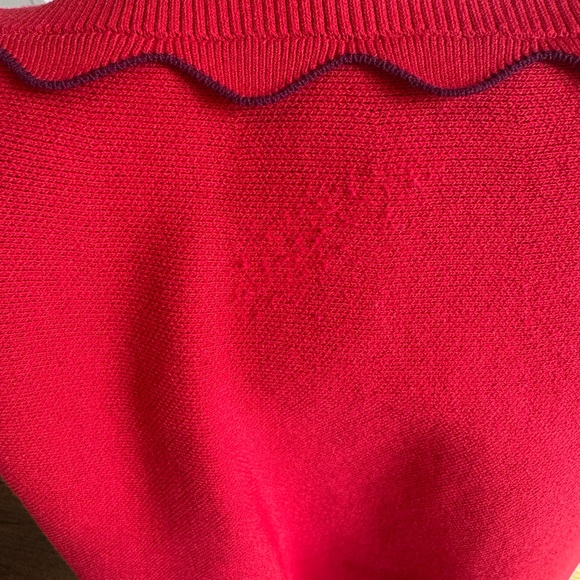 Ted Baker size 5 (12) red knit skater dress with dark blue / purple detail - Picture 4 of 4